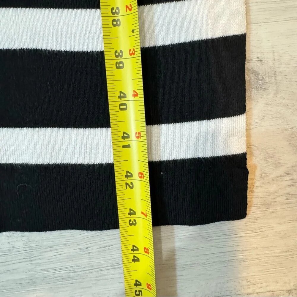 Revamped Wide Striped Black and White Fitted Midi Dress - Picture 7 of 15